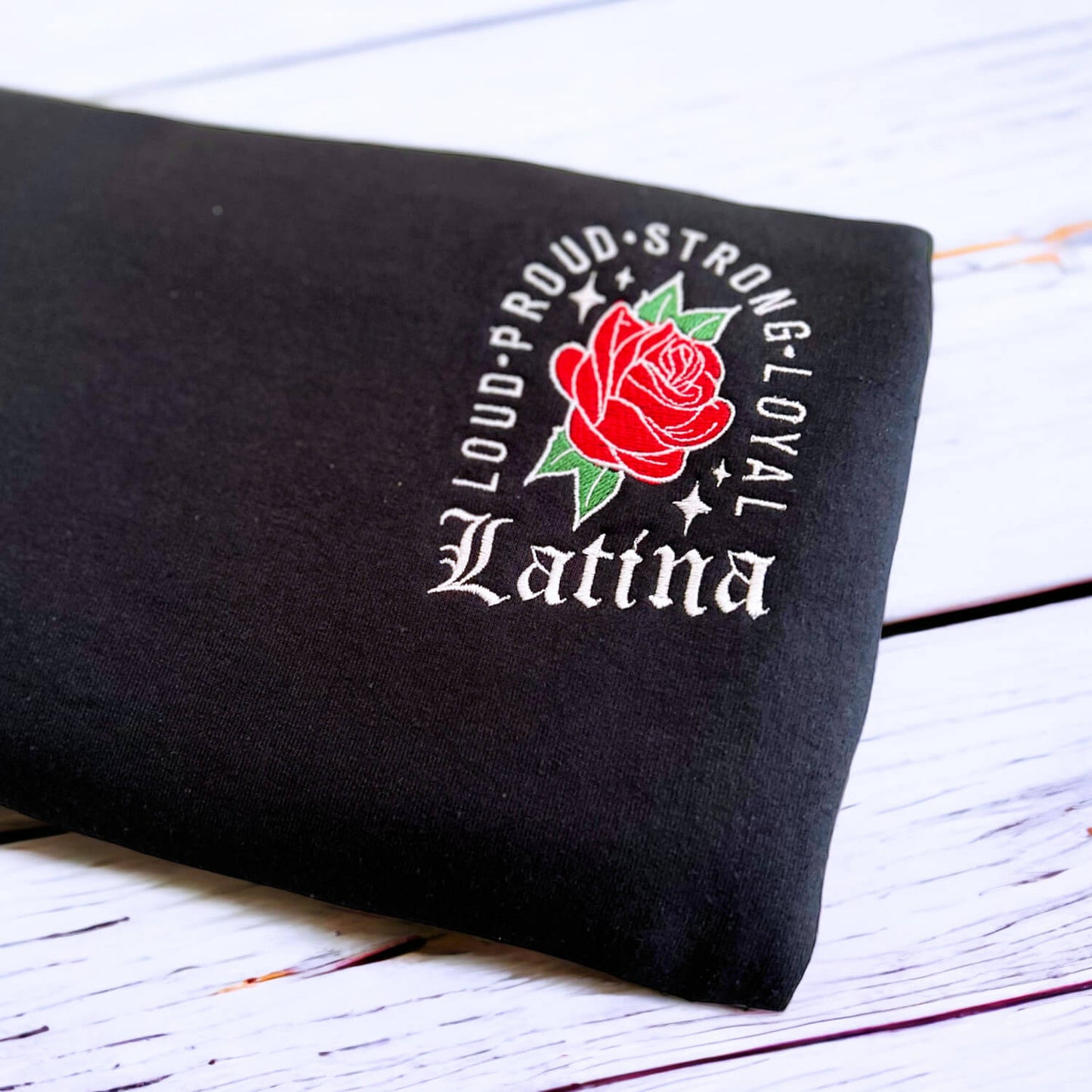Latina Rose Embroidered Crewneck